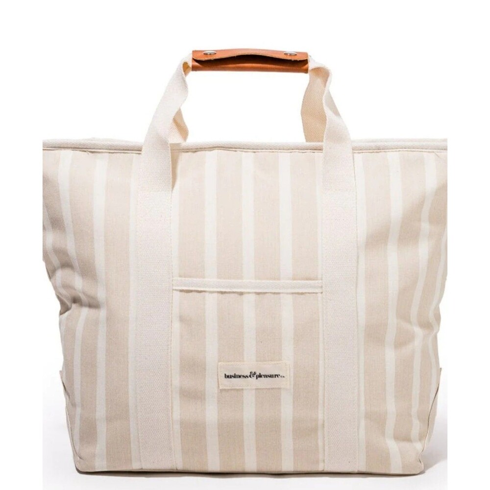 Business & Pleasure Co The Cooler Tote Bag in Tan Stripe NWT
